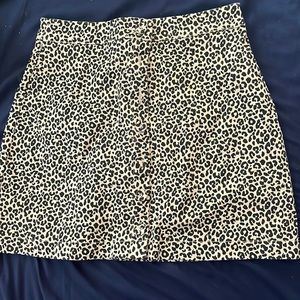 leopard print button up skirt